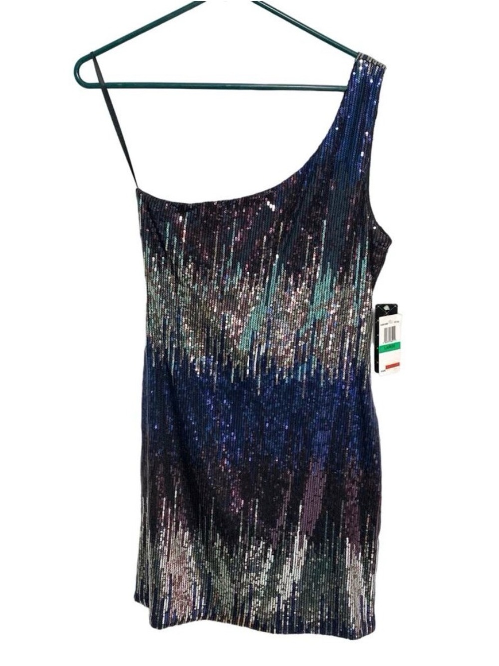 As U Wish ,One Shoulder Blue Silver Sequin Dress. Jounior’s size Medium ,